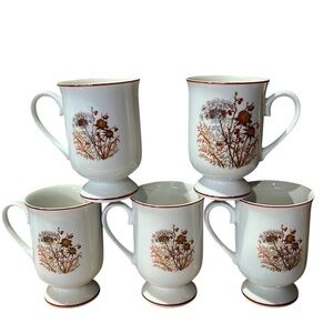 Bramble Fancy Florals Collection Mugs Set Of 5 4 1/2” (H) X 3” (W)